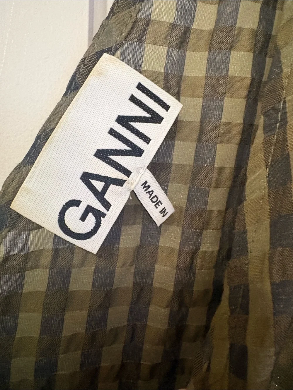 Ganni Olive Green Striped Wrap Midi Dress - Picture 4 of 5